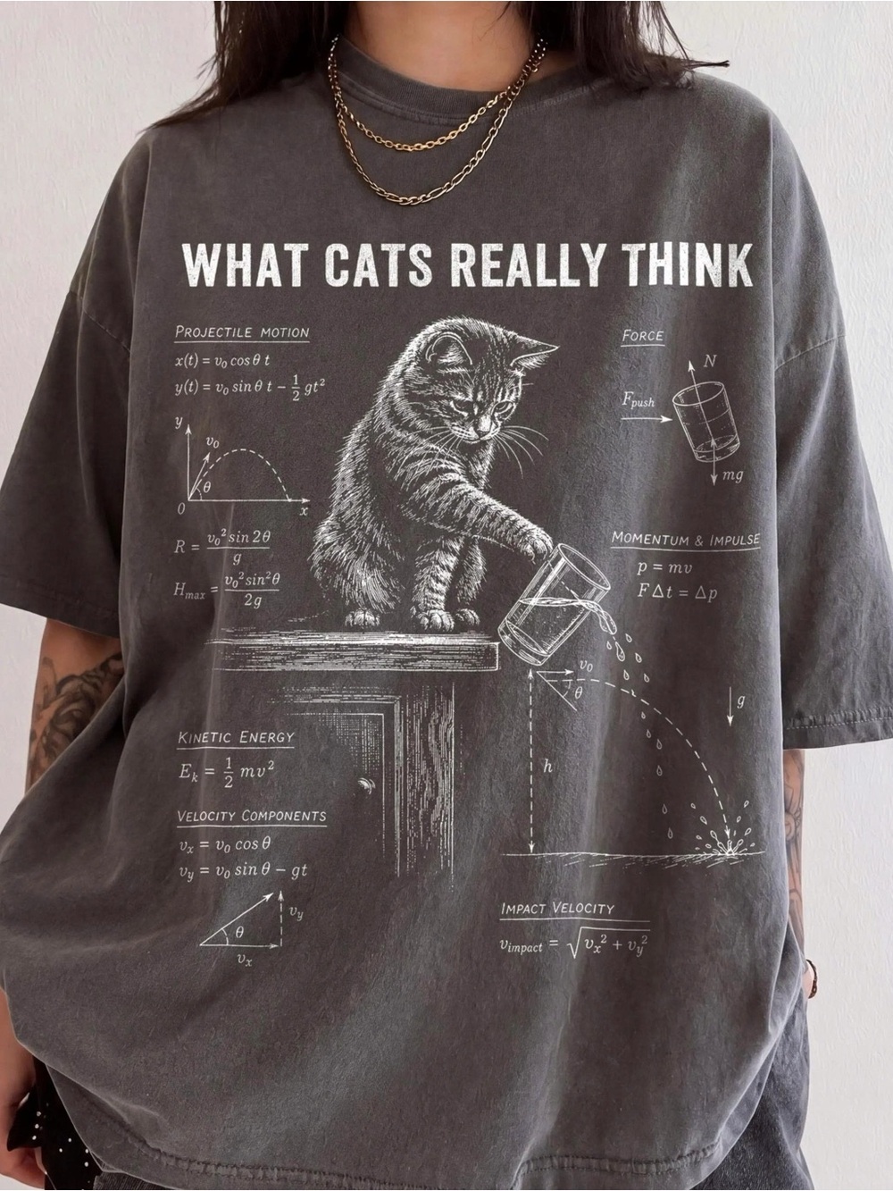 What Cats Really Think Graphic Cat T-Shirt - Pepper